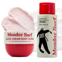 MONDAY SURF 2-Step Baby Glow Routine Set with Moisturising Korean Body Scrub & Cream, Enriched with Niacinamide & Vitamin C, Vanilla Woods Scent, Vegan Shaving Prep & Body Care, Two Steps