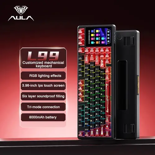 [NEW] AULA L99 Tri-Mode Wireless Mechanical Keyboard – Ergonomic Design with HD Smart Screen, RGB Backlight, Compact Keyboard for Gaming/PC/Mac,back to school,back to school shopping,back to school,back to school haul