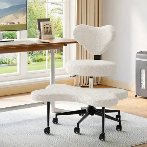【DealsForYouDays】 Pinmoco Modern Cross-Strap Ergonomic Cross-Leg Chair with Heart-Shaped Backrest, Armless - Double-Layer 360° Swivel Seat, Height-Adjustable, Home Office Furniture Pink chair. #Reading Chair