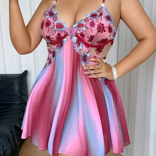 Plus Size Women's Colorful Floral Sleepwear Loungewear, Sexy Fitted Sleeveless Homecoming Dress, All-Season Comfortable Nightgown, Stylish Nightwear, Nightdress Sleeveless, Floral Sleepwear Dresses