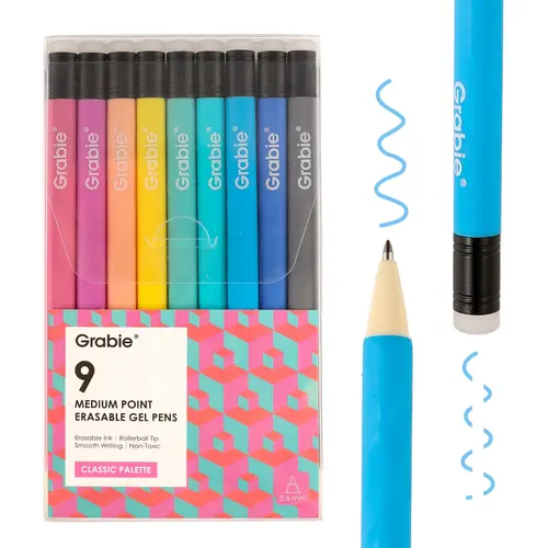 [Flash Sale] Grabie Medium Point Erasable Gel Pen Classic Palette of 9 - Back to School, Class Reward Gift Idea, School Supplies