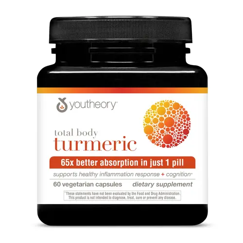 Youtheory Total Body Turmeric, Vegetarian Capsules, 30 Count, Supports Healthy Inflamation Response and Cognition