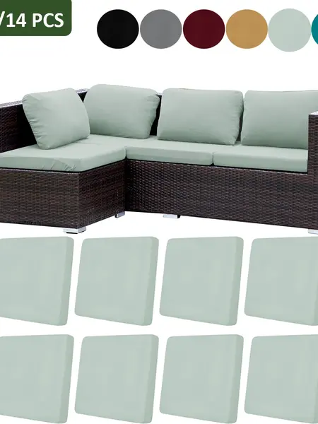 4/8/12/14 Piece Set High Elasticity Outdoor Sofa Cushion Covers, Soft Washable Touch, All-Seasons, Fashionable and Durable #GLOBAL PICKS