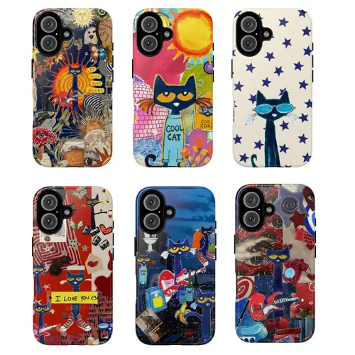 Petee the Cat Shockproof Phone Case - Chic Matte/Glossy UV-Printing Vibrant Design, Slim Scratch Buffer TPU Shock Lining, Impact Absorbent Lightweight, Durable Polycarbonate Shell, Camera Protector Mobile Accessory for TikTok Shop sohochic
