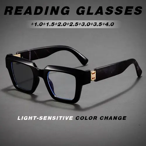 Photochromic Reading Glasses, Reading Sunglasses with Metal Link, Uv400 Protection, Adjustable Comfort Fit High Quality Eyewear for Men & Women, Daily Use Essentials