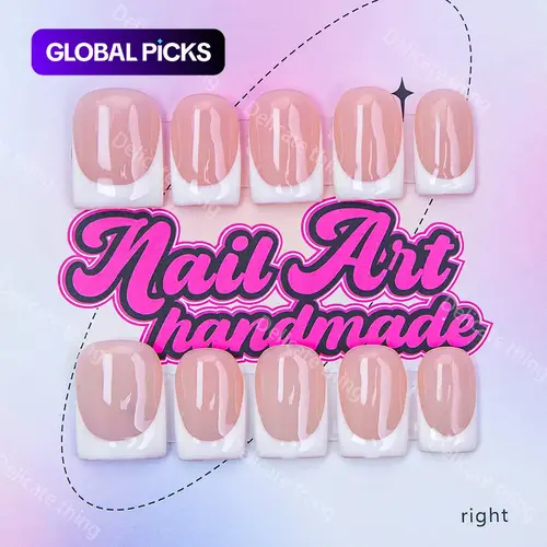 Delicatething Y2K Style Nail Set, Nail Art Diy, Fake Nails, Decorative Nails, Handmade Wearable Nails, Handmade French Design, French Tip Nails, Includes Jelly Glue, Crystal Stick, File, Perfect Gift for Women #GLOBAL PICKS