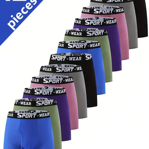 Todetana 6/12-piece Men's Letter Tape Boxer Brief, Casual Comfy Breathable Underwear for Daily Wear, Men's Underwear for All Seasons, Casual Sports Underwear, Soft Breathable Underwear, Gifts for Christmas & New Year