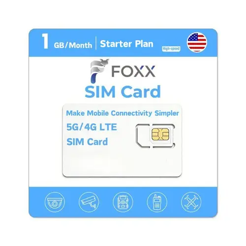 【SIM】FOXX Mobile 1-Month Prepaid SIM Card - 5G/4G LTE, Triple Cut (Nano/Micro/Standard), High-Speed Data, No Hidden Fee, US Nationwide, Renewable, Cellular, Smartphone Compatible, Ideal for Travel & Daily Use, Practical Tech Gift