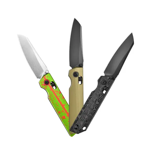 OKNIFE XEN Ken Onion Design Ambidextrous Compact Pocket Chef Knife - Aluminum Alloy, DLC Coating, Outdoor EDC Tool, 2.86oz, 3.14oz, 59HRC Nitro-V Steel Cuts Cleanly, Camping Blade, Lightweight, W/ Cleaning Cloth, Spare Parts Kit, Signature Card, Versatile