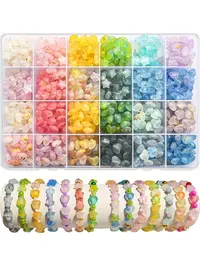 600-Piece Star & Heart Bead Kit, Bead Assortment, DIY Jewelry-Making Supplies, Beading Supplies with Pink and Blue Acrylic Bead Mix and Storage Box for Friendship Bracelets, Necklaces, Earrings, Keychain & Scrapbooking Making