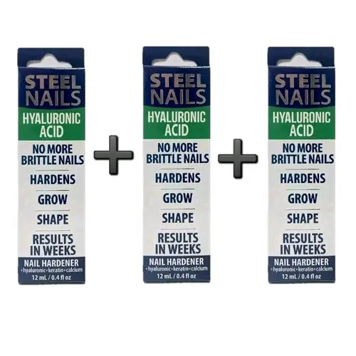 3-Pack Steel Nails Nail Hardener 12ml Each with Hyaluronic Acid, Calcium, Keratin & Garlic for Stronger Softer Nails – Uñas de Acero Manicure Treatment sohochic, Nail Care