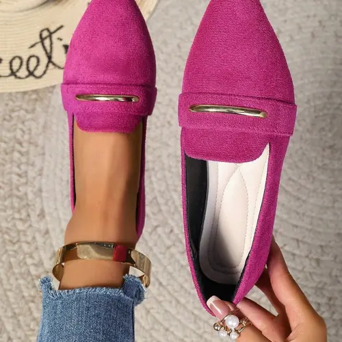 Women's Plain Elegant, Lightweight Slip-On Slip Ins Shoes Casual Trendy Flat Moccasins, Almond Toe Comfortable Daily Wear Footwear, Slip On Flats