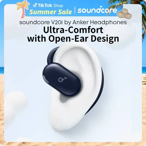 soundcore V20i by Anker Open-Ear Headphones, Adjustable Ear Hooks, Ultra-Comfort, Snug Fit, Powerful Sound, Clear Calls, IP55, 36H Playtime, Bluetooth 5.4 Wireless Earbuds, Multipoint Connection #tiktokshopsummersale,back to school,back to school haul