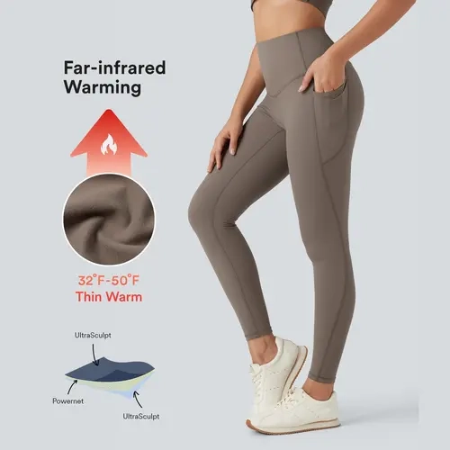 【Creator’s Pick】Halara Ultrasculpt Heat High Waisted Tummy Control Fleece Yoga Leggings with Pockets