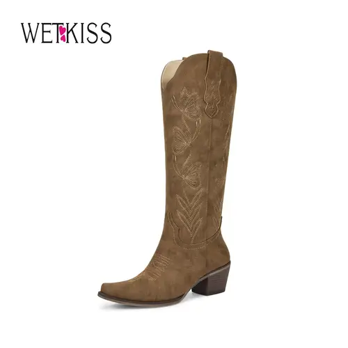 Wetkiss Vintage Western Cowboy Boots with Butterfly Embroidery, Zipper and Chunky Heel for Chic Everyday Look, Women's Shoes, Women's Boots, #WeeklyDeals #sohochic