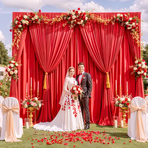 Polyester 4-Panel 5x10FT Wrinkle-Free Pocket Photoshoot Backdrop, Floral Curtain for Wedding Arch Cover, Birthday Party Decor, Indoor/Outdoor Use, Transforms Any Room, Business & Baby Shower Settings