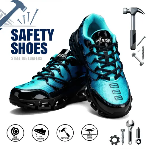 Arisic Steel Toe Protective Work Shoes for Men & Women, Lightweight Breathable Composite Toe Safety Sneakers for Outdoor Worker Use