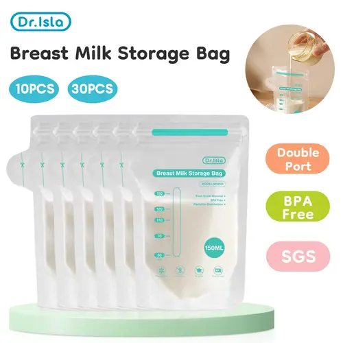 Dr.Isla MSB05 Breast Pump Milk Storage Bags 30ps Dual-track Sealing Thickened Explosion-proof Separate Inlet Outlet Recording Area Essential for Breastfeeding Mothers