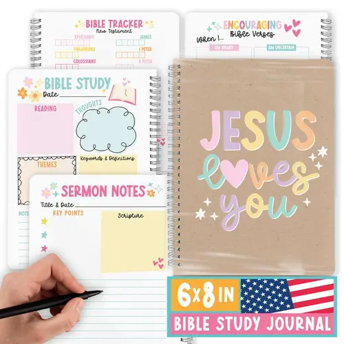 Hadley Designs 2026 Guided Bible Study Journal - Spiral Bound Notepad, Scripture Verse Notebooks, Church Notes, Christian Gifts, Faith Planners, Weekly Prayer Supplies, Sturdy Office Stationery for Women & Men