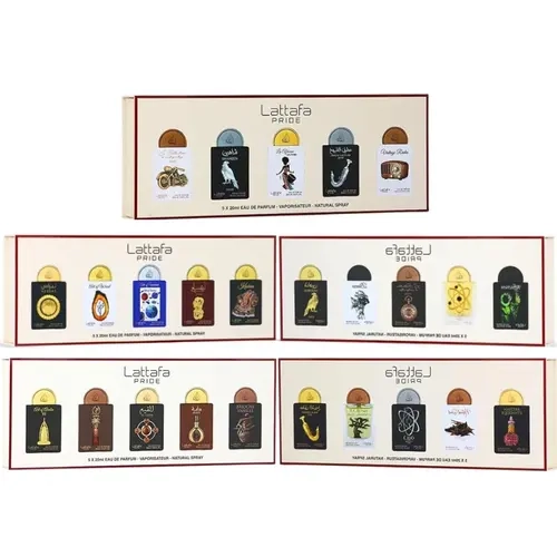 Lattafa Arabian Spray Packaged Fragrance Set, Pride Collection Full Assortment (5 x 20mL) - No.1, No.2, No.3, No.4, No.5 with Vanilla Notes, Arabian Fragrance Sets, Spray Fragrance Sets