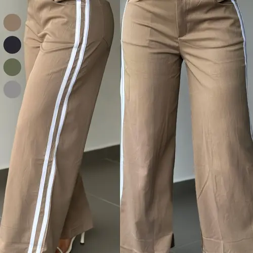 Women's High-Waisted Side-Striped Wide-Leg Long Pants, Vintage Trousers, Stylish Chic Bottoms, Casual Slim-Fitting Pants, Fashionable and Comfortable Womenswear, All Season Trousers