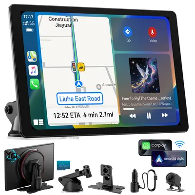 【DealsForYouDays】IIWEY iK11 11inch Extra Large Wireless Apple CarPlay Screen Ultra-Slim 0.16 Inch Touchscreen with Android Auto 4K Dash Cam 1080p Backup Camera GPS Mirror Link Voice Control Car Stereo Car Video Player