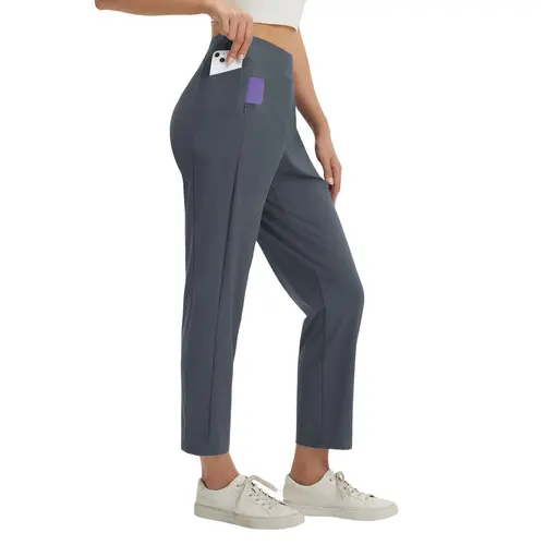 baleaf Womens 26" Business Casual Pants Lightweight UPF50+ Petite Stretch Work Dress Pants with Pockets 7/8 Ankle Golf Pants Pull On Travel Slacks Commute School
