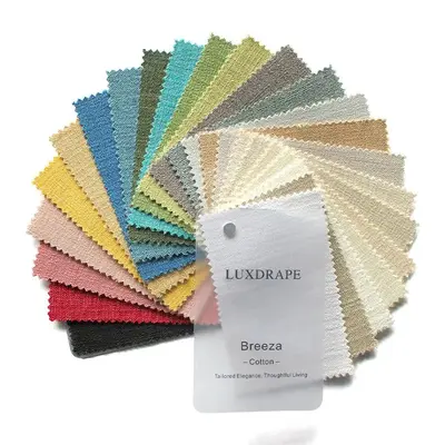 LUXDRAPE Breeza Breathable Cotton Fabric Swatch Booklet - 24 Curated Shades, Curated Selection for Custom Drapes, Roman Shades, Interiors Textiles