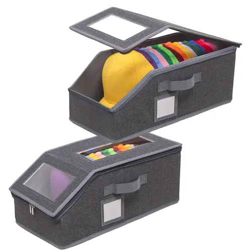HOUCOC Stackable Hat Storage for Baseball Caps, 2 PCS Hat Storage Boxes for Closet, Holds up to 30 Caps with Cardboard, Hat Organizer for Women & Men Meaningful gifts for Christmas mothersdaygift,dorm room inspo,college dorm essentials,dorm haul
