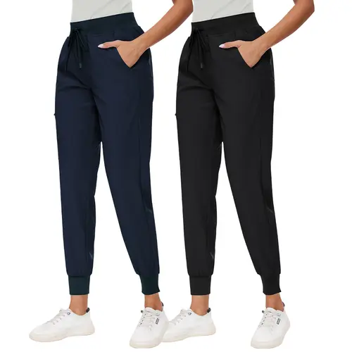 COZYFIT Women's 2 Pack Scrub Pants - Soft Stretch Yoga Style with 5 Pockets, Slim Fit Jogger Scrubs Pants for Women