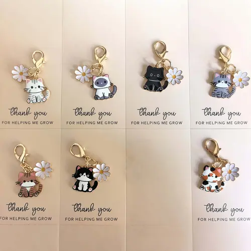 Set of 7 Pocket Hug Favors -Employee Appreciation Gifts Bulk for Coworkers with Exquisite keyring Pun NoteCards Quality Resin  Cute Cat Design ，FavorsDurable Card