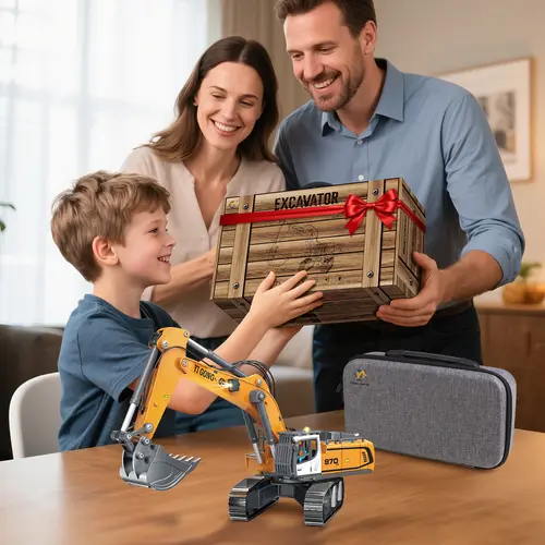 RC Excavator for Boys Age 8-12 - 1:50 Scale Metal Construction Vehicle Toy, Remote Control Digger with working sounds, Birthday Gift for Kids,sohochic