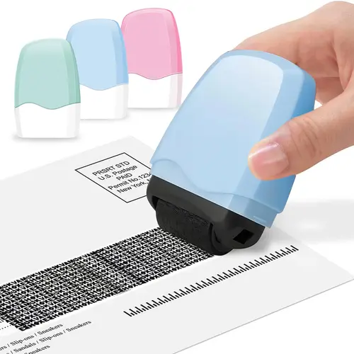 Identity Theft Protection Roller Stamp, Confidential ID Blackout Stamp for Mail & Address, Privacy & Security Office Supplies, Office Stamps