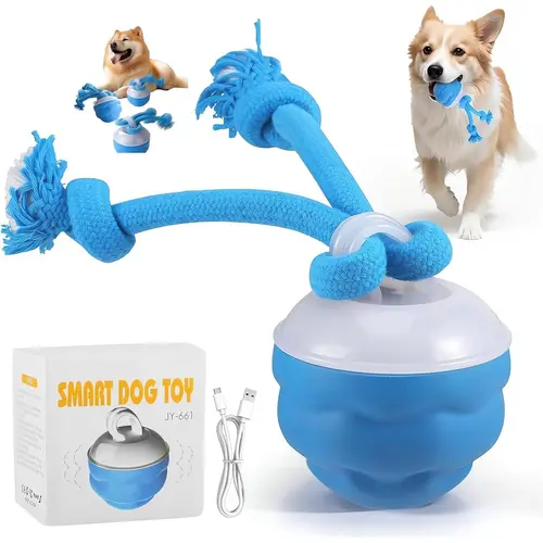 The Chase Buddy Rechargeable Smart Dog Ball Toy 2025 - Electric Automatic Rolling Ball with Ropes, Fast Mode, Boredom Stimulation, Mental Enrichment, Anxiety Reduction for Puppies & Self-Play Interactive Use