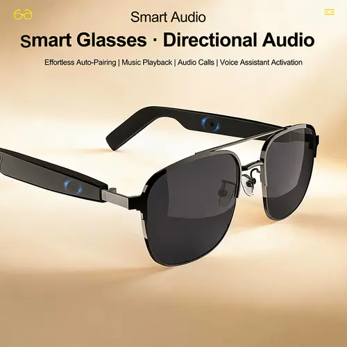 DVKIX Smart Audio Glasses - 2026 New Oval Casual Smart Eyewear, Multifunctional USB-Powered Audio Sunglasses with UV/Blue Light Sun Protection, IP65 Waterproof Voice Assistant Glasses for Badminton, Father's Day Gifts