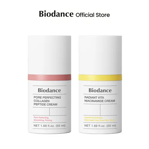 [Biodance Official] Collagen Peptide & Vita Niacinamide Cream Duo | For Firm&Radiant Skin, Pore Perfecting, Pore Eraser, Brightening, Dark Spot Correcting, Anti-Aging, Hydrating, Plumping, Facial Moisturizer, Cream Bundle, Double Cream | Korean Skincare