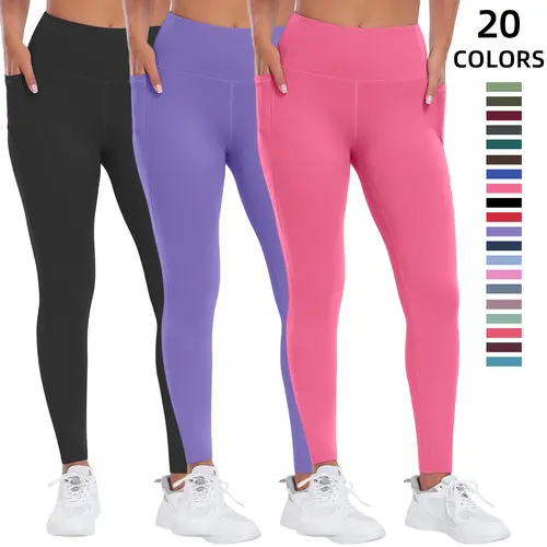 Women's High Waisted Leggings with Functional Pockets - 3/5/6 Packs, Soft Skin-Friendly Fabric, Ideal for Workout, Yoga and Everyday Wear Functional Pockets Add Practicality,clothes for back to school,first day of school outfits