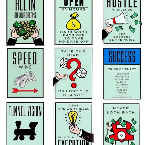 Monopoly Motivational Canvas Poster - Unique Artwork with Cartoon Print Design, Graffiti Pattern Adds Modern Texture, Room Art for Living Room Decor, Home Office Wall Decoration