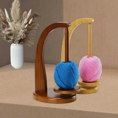 Wooden Yarn Holder Spinner - DIY Knitting Supplies, Magnetic Rotating Mechanism Handicraft Tool with Anti-Slip Pads, Perfect Gift for Mom, Grandma on Mother's Day, Birthdays, Smooth Spin