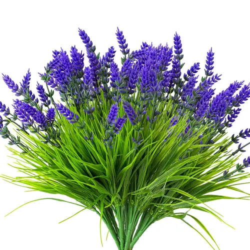 24pcs Lifelike Artificial Monkey Grass with Lavender Flowers, UV Resistant & Weatherproof, Ideal for Outdoor & Indoor Decoration, Faux Flower Plant, Artificial Plants