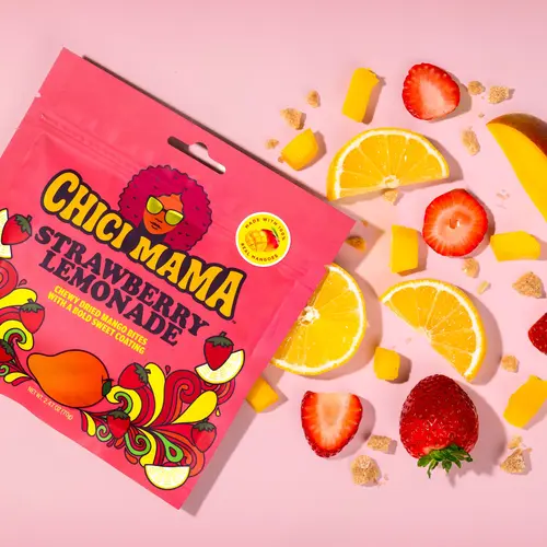 Chici Mama Citrus Strawberry Lemonade-Flavored Tangy Sweet-Spicy Chewy Dried Mango, 270g Crystallized-Coated Sugar-Sweetened Vegetarian Ready-to-Eat Spicy Snack, Perfect Snack Treat for Healthy Ideas, Chews Dried Fruits