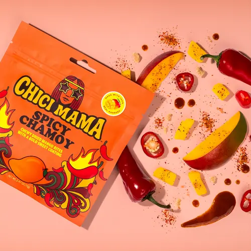 Chici Mama Chewy Spicy Chamoy Dried Mango Snacks - 100% Real Dried Fruits, Savory Sweet & Spicy Vegetarian Healthier Novelty Treat, Chewy Fruit Snack