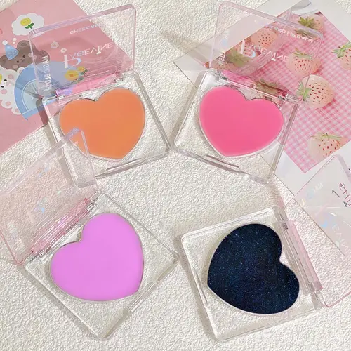 All-day Blush - Long-lasting Buildable Ultra-blendable Heart-Shaped Hydrating Blush Balm for Lips & Cheeks with Built-In Puff for Easy Contouring & Radiant Glow Makeup Smooth Cosmetic Elegance