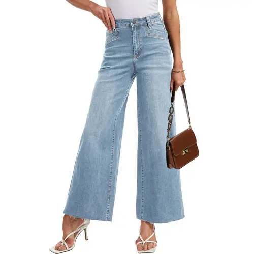 YUCOLEN Women's High Waist Stretchy Baggy Denim Jeans - Ultra Wide Leg, Full Length, Vintage Fashion Denim Pants for Daily Life, Ultra Wide Leg Jeans