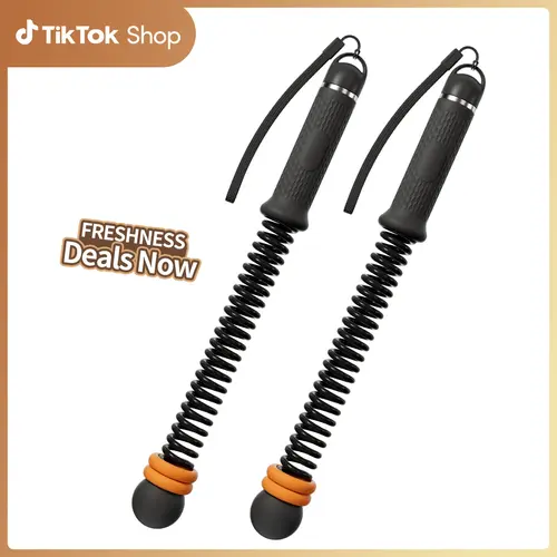2PCS Unisex Weighted Cordless Battle Ropes - New Upgrade Quiet Ropeless Fitness Equipment with Sweat-proof Grip, Wrist Straps, Compact Design, Spring Core Rebounds for Smooth Reps, Portable Gear for Home, Gym Strength Training, HIIT Workouts