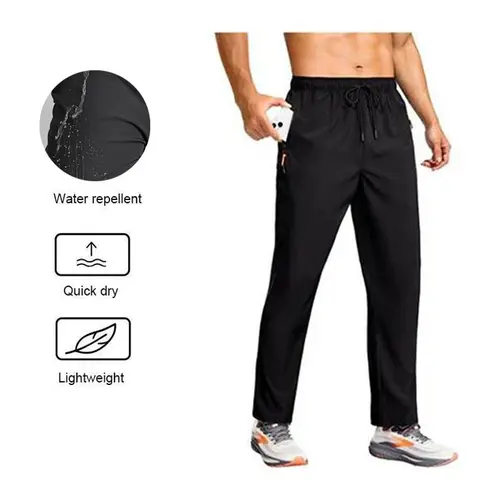Men's Water-Repellent Joggers with Zipper Pockets Lightweight Sweatpants Quick-Dry Athleisure Pants Athletic Workout Running Track Spring Gym Fit