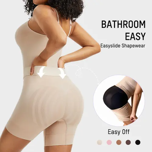 SHECURVE Easyslide Shapewear Tummy Control Butt Lifter Faja Back Pull Down Bodysuit Scruntch with Back Bone Support & Cotton Gusset for Women Postpartum Everyday Fajas Colombian Girdles Body Shaping Underwear