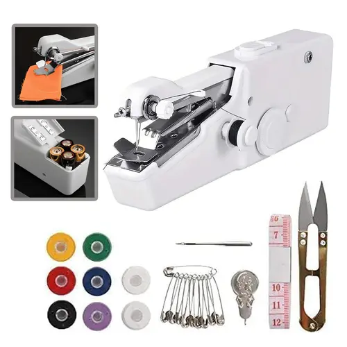 Portable Cordless Mini Sewing Machine with ABS, Compact and Lightweight All-in-1 DIY Sewing Kit, Handheld Tool with Thread Spools for Beginners, Lightweight Feels Easy to Carry for On-the-Go Quick Repairs, Repair Tools