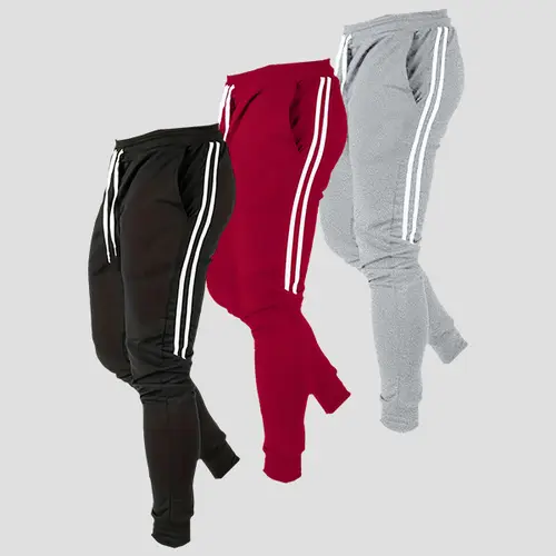 Men’s Stripe Fleece Joggers - Plush Fleece Feels Cozy and Smooth, Relaxed Fit, Skin-Friendly Fabric, Active to Casual Wear, Machine Washable Men's Pants for Athletes
