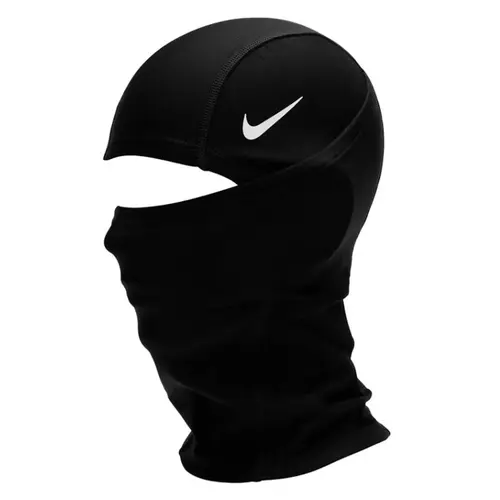 Nike Pro THERMA-FIT Hyperwarm Hooded Outdoor Sports Mask, Black & White, Fall-Winter Protective Face Covering for Sports Activities